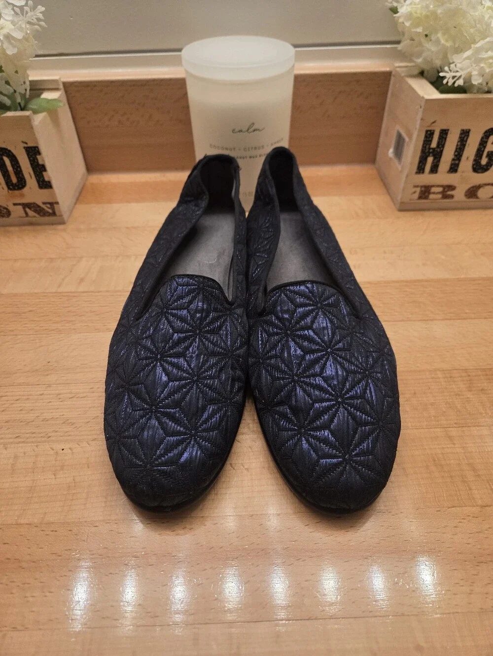 Aerosoles Betunia Slip-On Loafers Dark Blue Iridescent Geometric Women's Sz 10.5